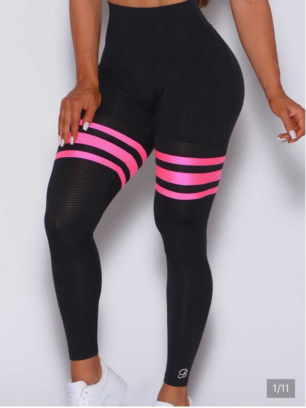 Bombshell Sportswear Neon Pink/Black Thigh High Leggings Medium